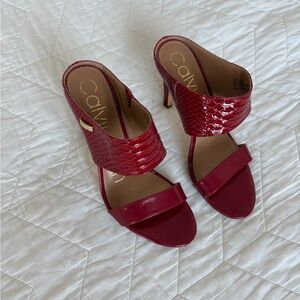 Calvin Klein Red Textured Heels
